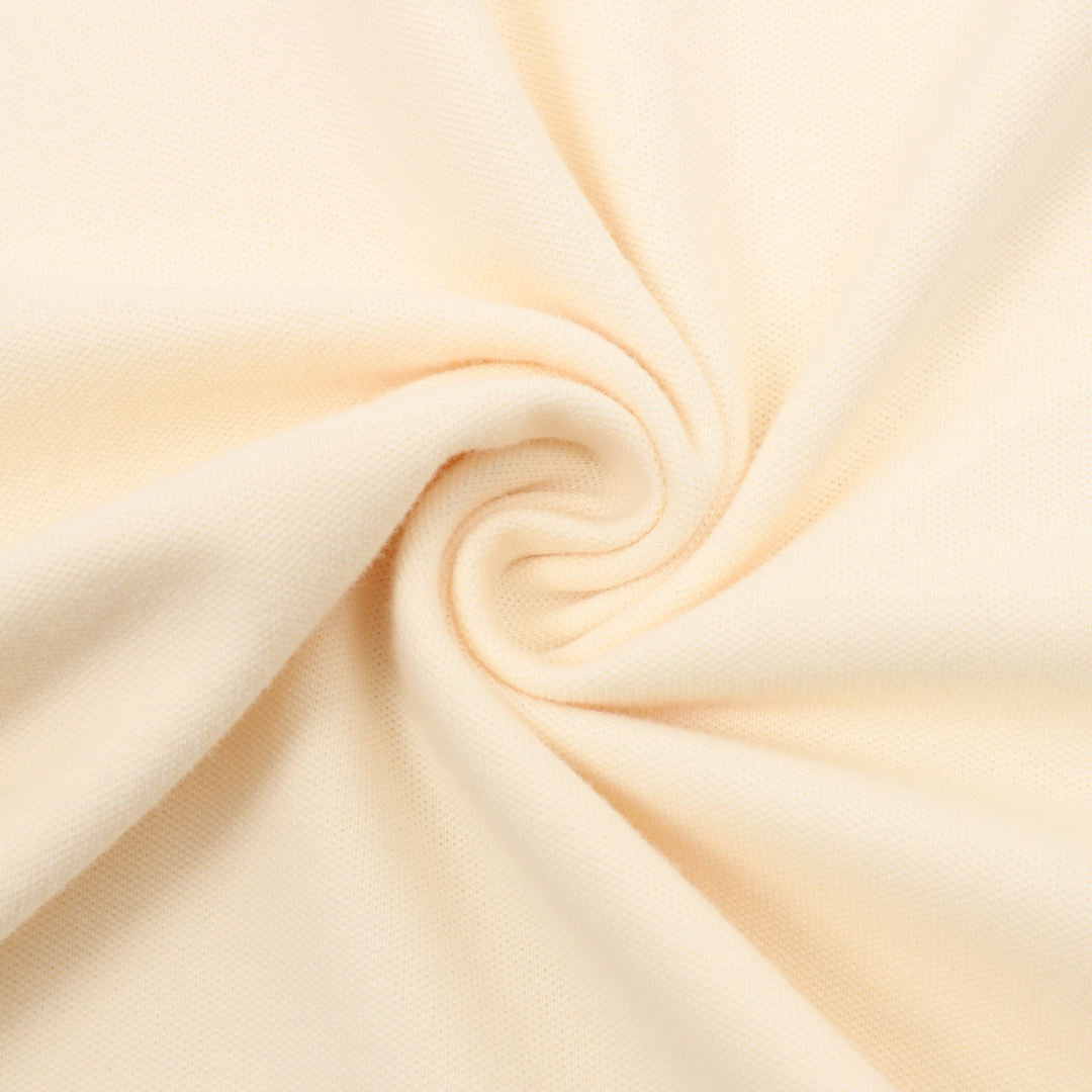Pony Lapel Striped Polo Shirt Cream