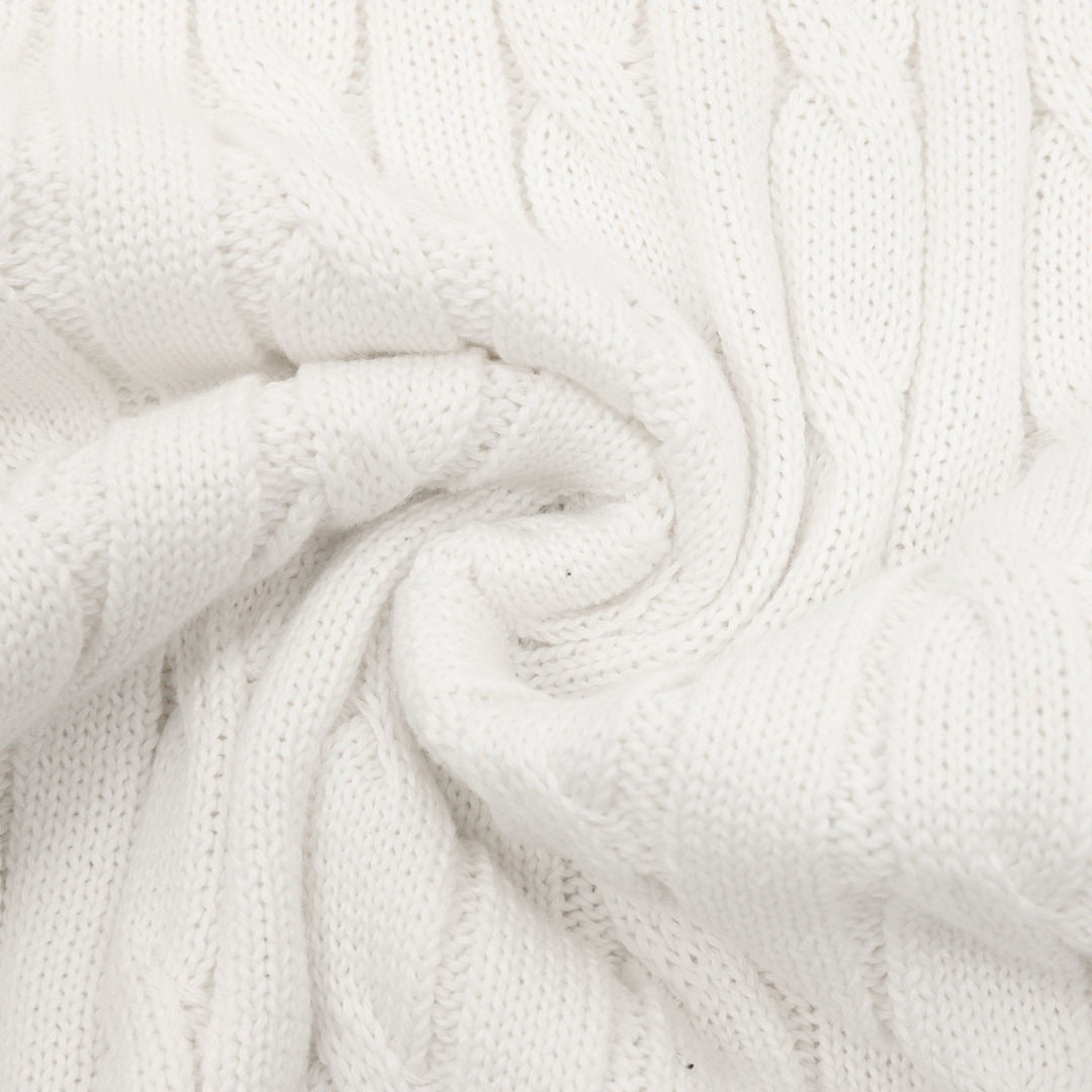 Cable-Knit Crewneck Sweater White