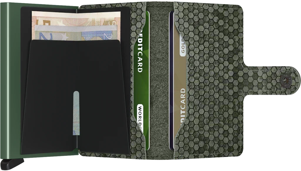 - RFID Protected Mini Wallet - Hexagon - Green