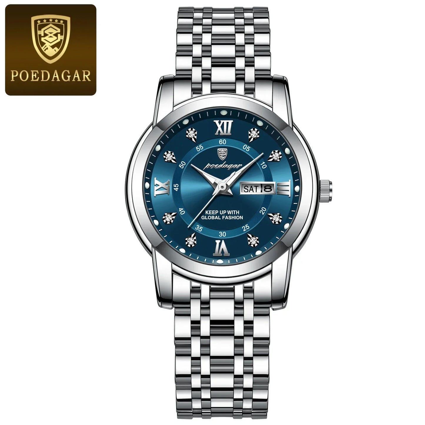 POEDAGAR Elegante Stahluhr