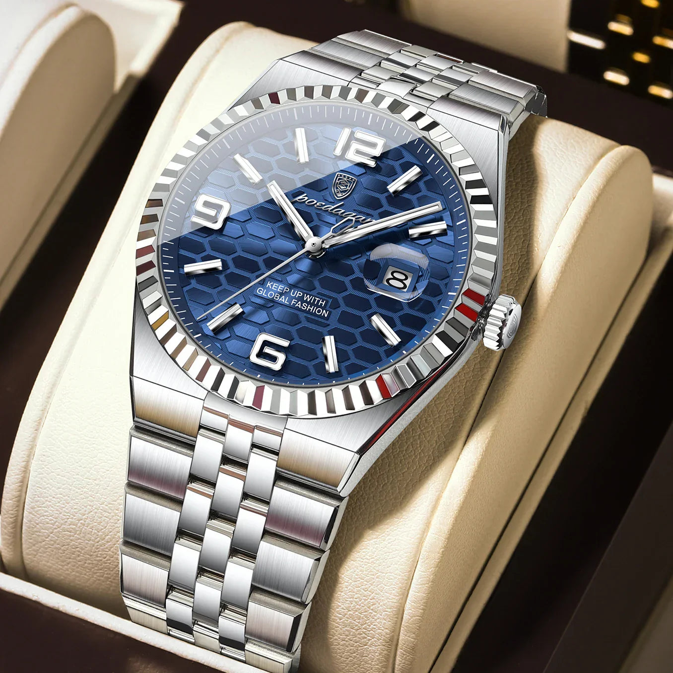POEDAGAR Royal Steel Armbanduhr