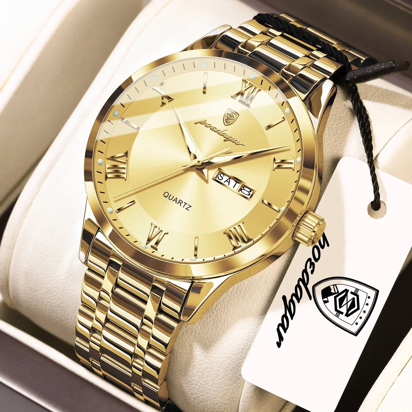 POEDAGAR Classic Day-Date Watch