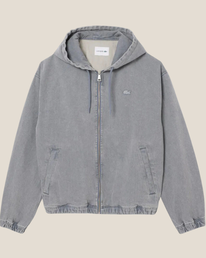 Washed Effect Denim Hooded Jacket