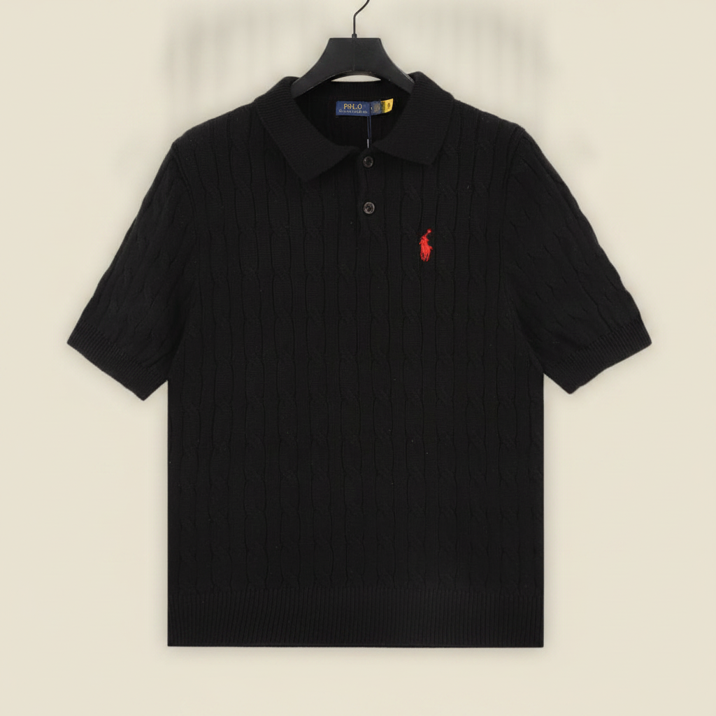 Spurs Knitted Polo Shirt Black