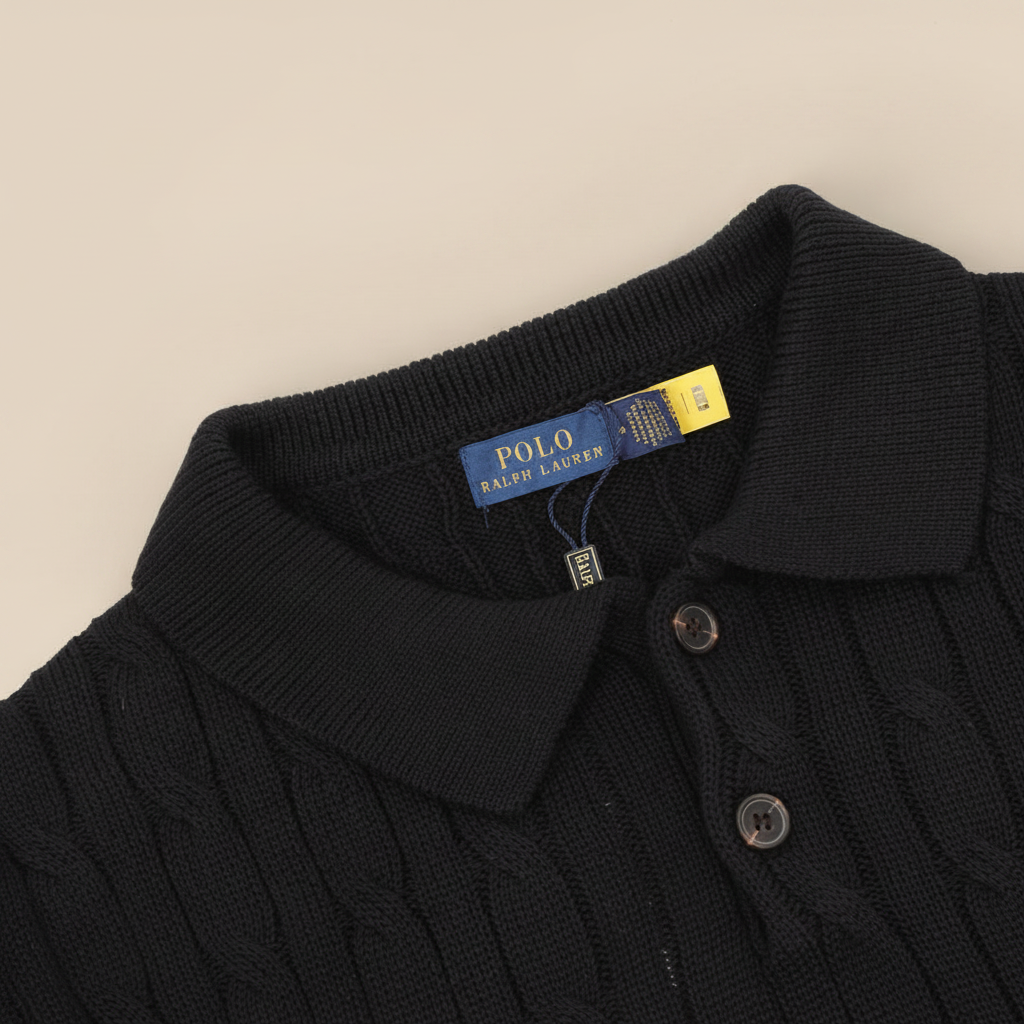 Spurs Knitted Polo Shirt Black
