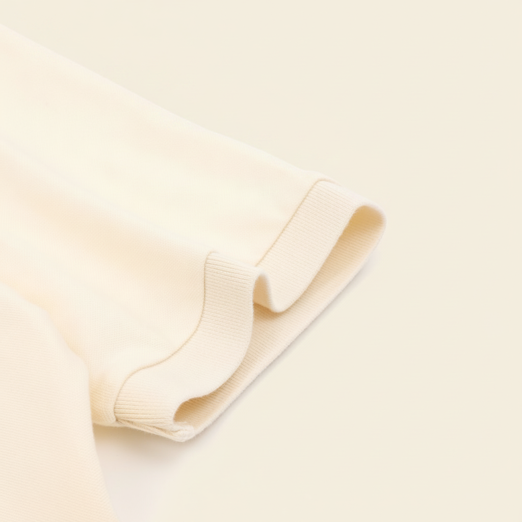 Pony Lapel Striped Polo Shirt Cream