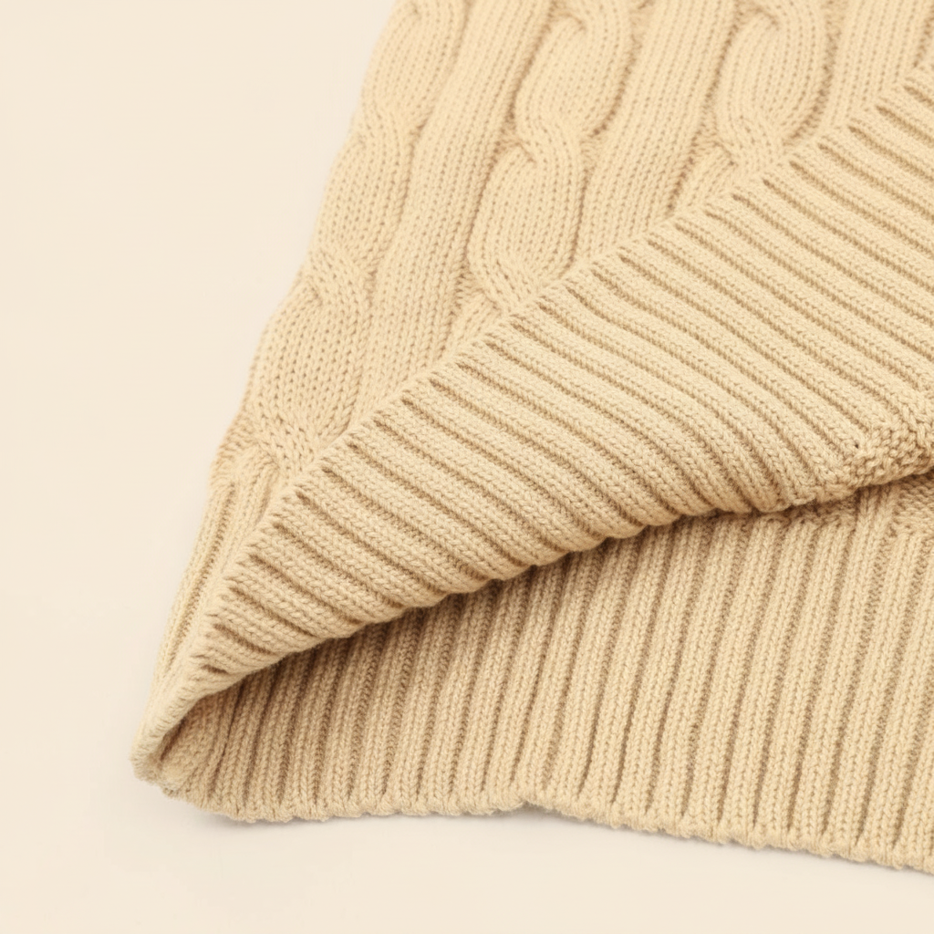 Cable-Knit Crewneck Sweater Camel