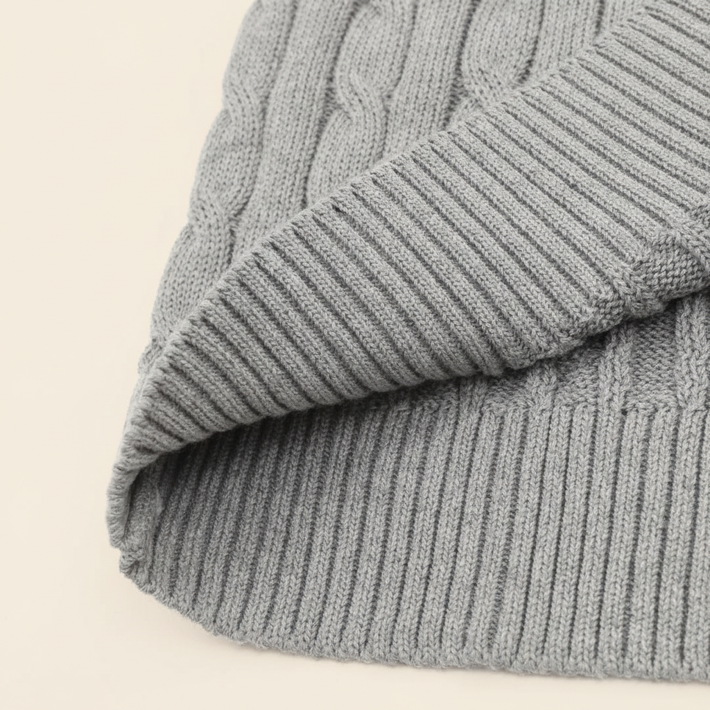 Cable-Knit Crewneck Sweater Gray
