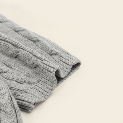 Cable-Knit Crewneck Sweater Gray