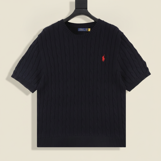 Cable-Knit Crewneck Sweater Navy