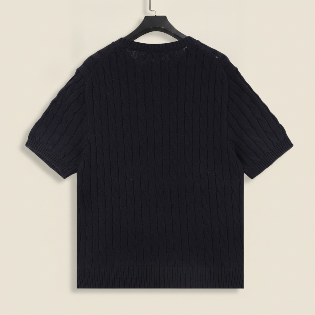 Cable-Knit Crewneck Sweater Navy