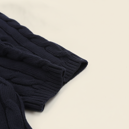 Cable-Knit Crewneck Sweater Navy