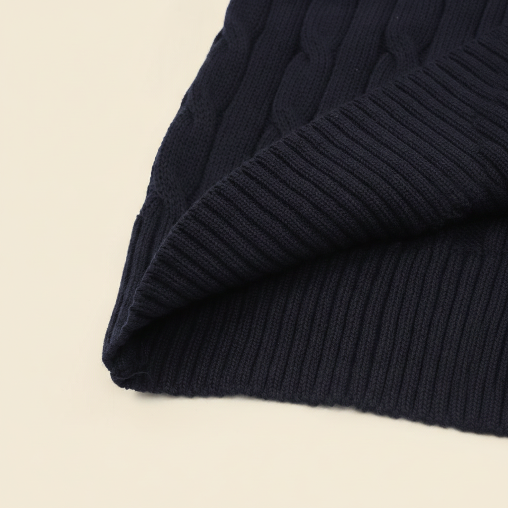 Cable-Knit Crewneck Sweater Navy