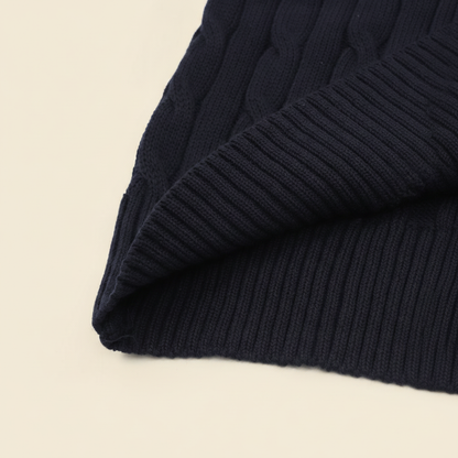 Cable-Knit Crewneck Sweater Navy