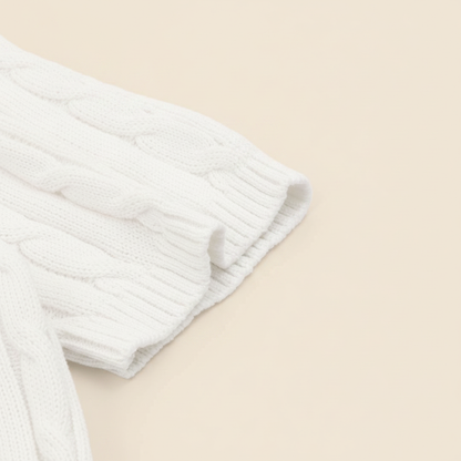 Cable-Knit Crewneck Sweater White