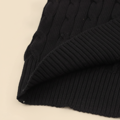 Cable-Knit Crewneck Sweater Black