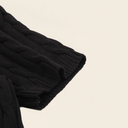 Cable-Knit Crewneck Sweater Black