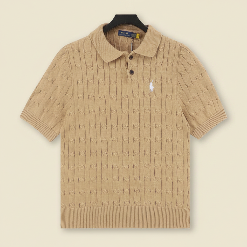 Spurs Knitted Polo Shirt Camel