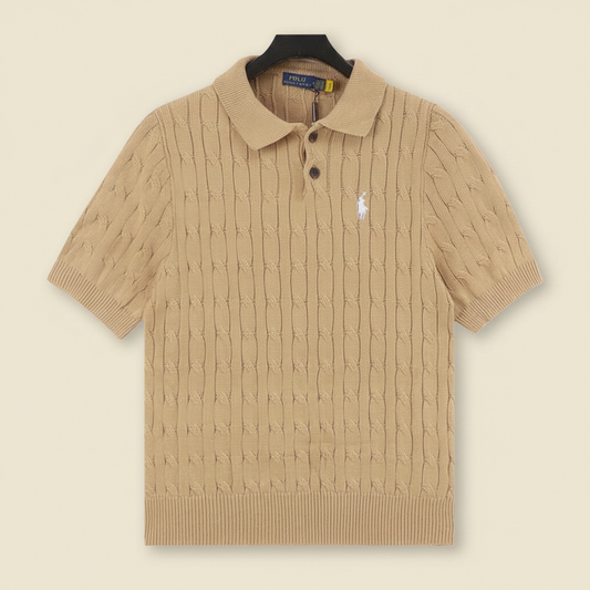 Spurs Knitted Polo Shirt Camel