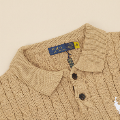 Spurs Knitted Polo Shirt Camel