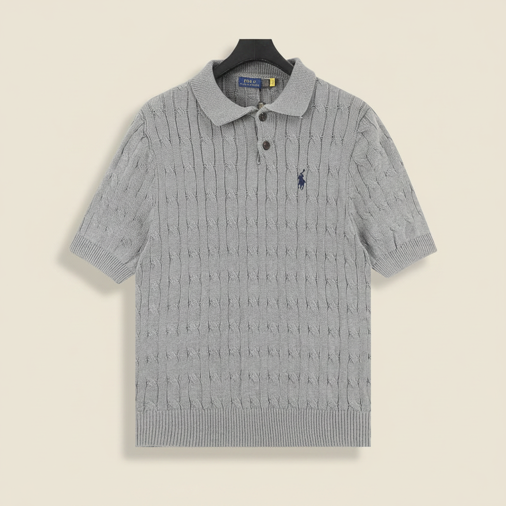 Spurs Knitted Polo Shirt Gray
