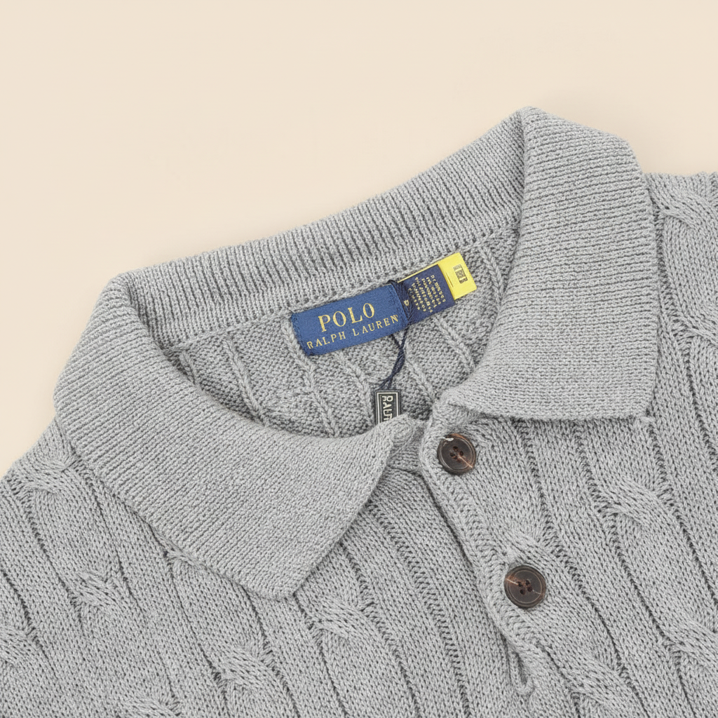 Spurs Knitted Polo Shirt Gray