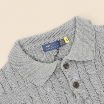 Spurs Knitted Polo Shirt Gray