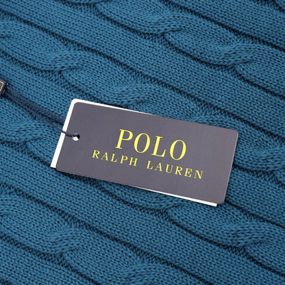 Cable-Knit Crewneck Sweater Teal