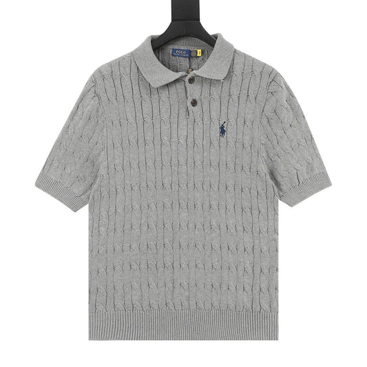 Spurs Knitted Polo Shirt Gray