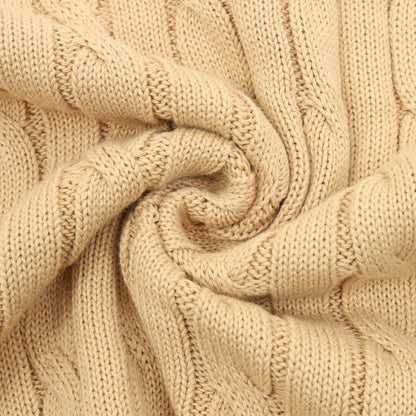 Cable-Knit Crewneck Sweater Camel