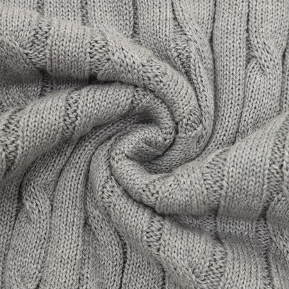 Cable-Knit Crewneck Sweater Gray