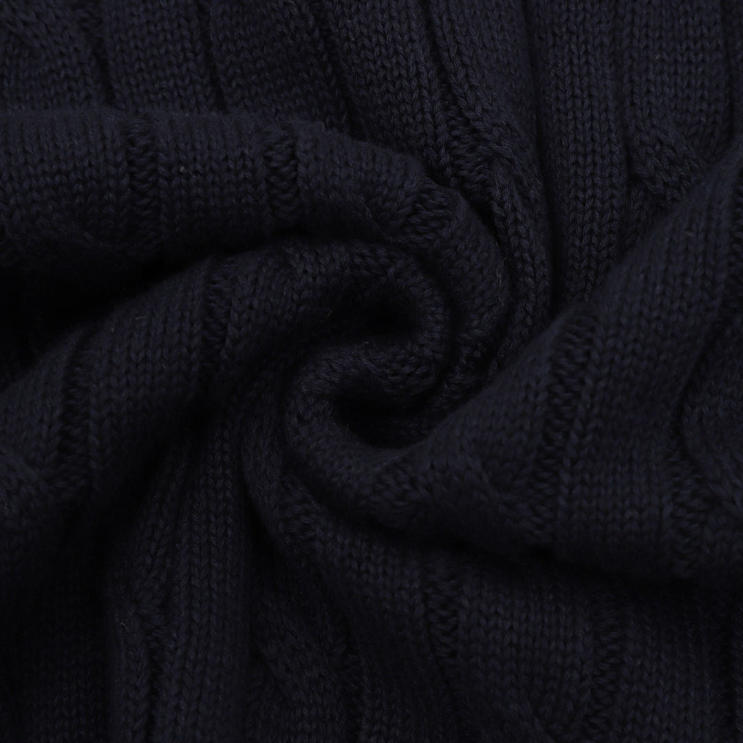 Cable-Knit Crewneck Sweater Navy