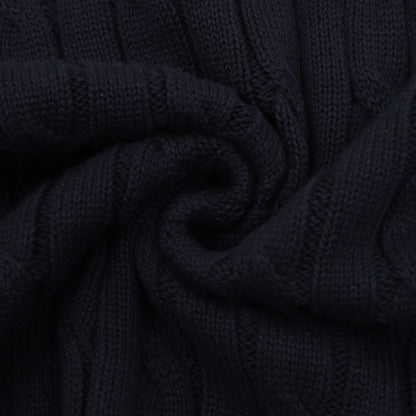 Cable-Knit Crewneck Sweater Navy