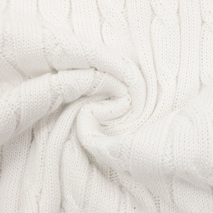 Cable-Knit Crewneck Sweater White