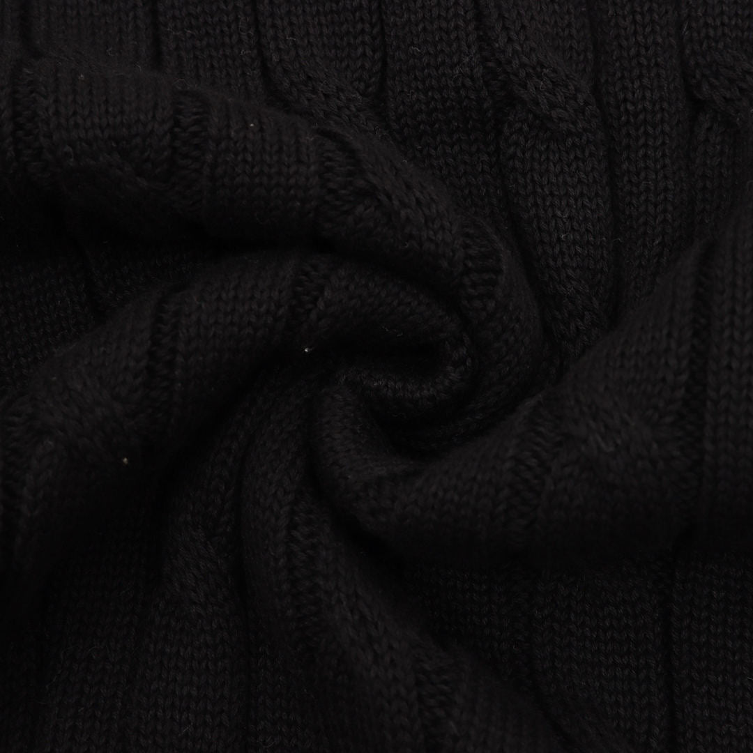 Cable-Knit Crewneck Sweater Black