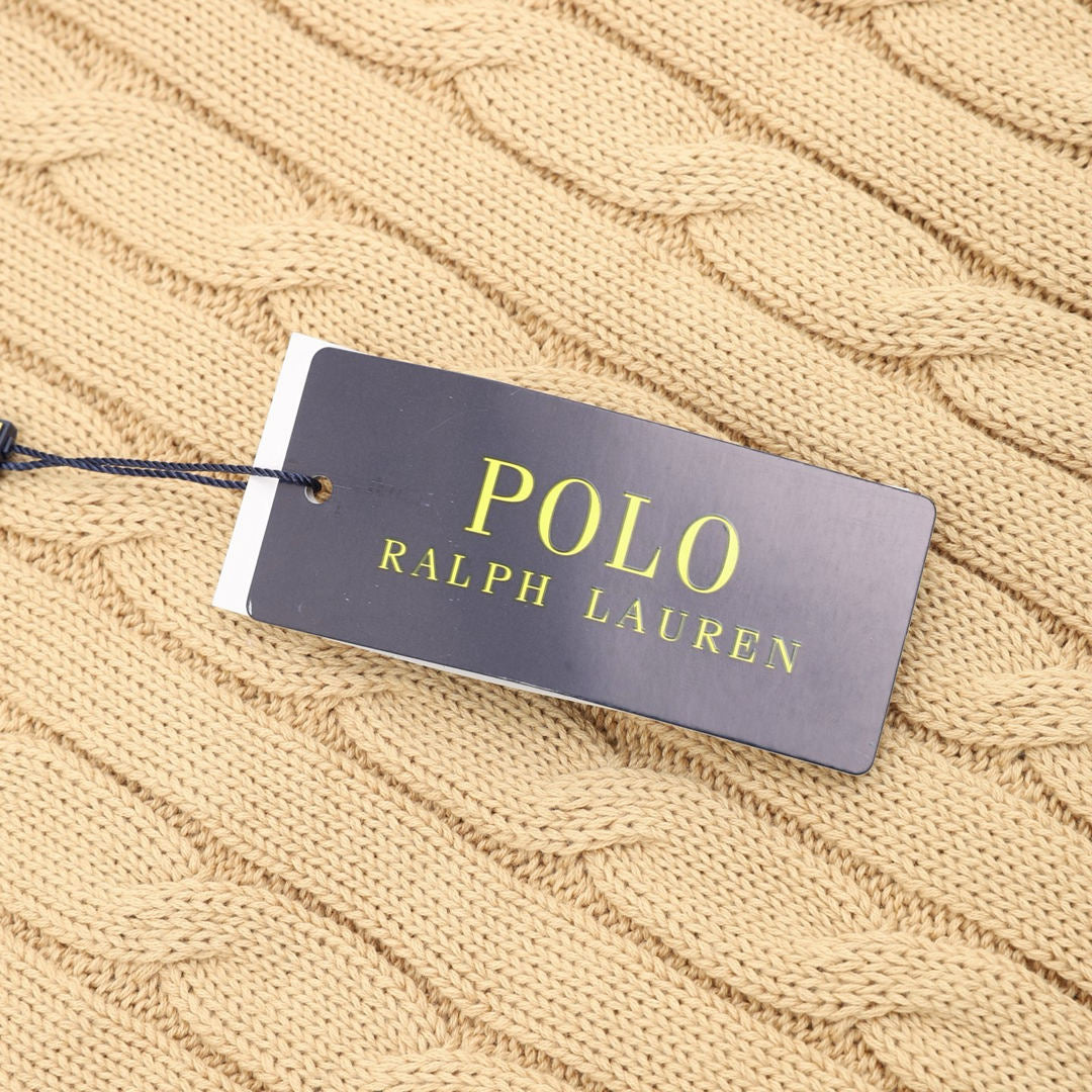 Cable-Knit Crewneck Sweater Camel