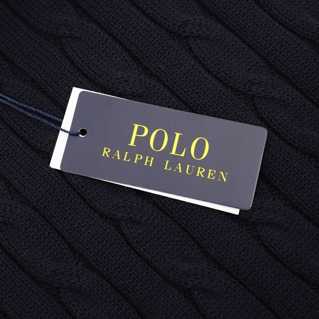 Cable-Knit Crewneck Sweater Navy