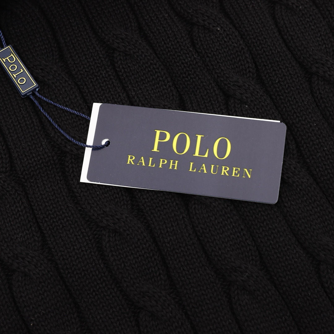Cable-Knit Crewneck Sweater Black