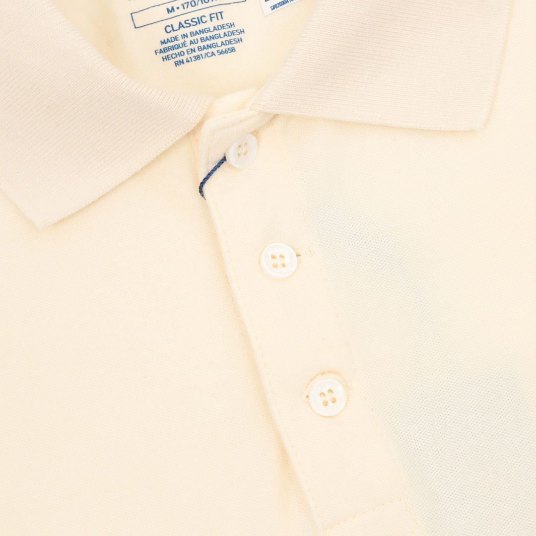 Pony Lapel Striped Polo Shirt Cream