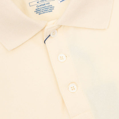 Pony Lapel Striped Polo Shirt Cream