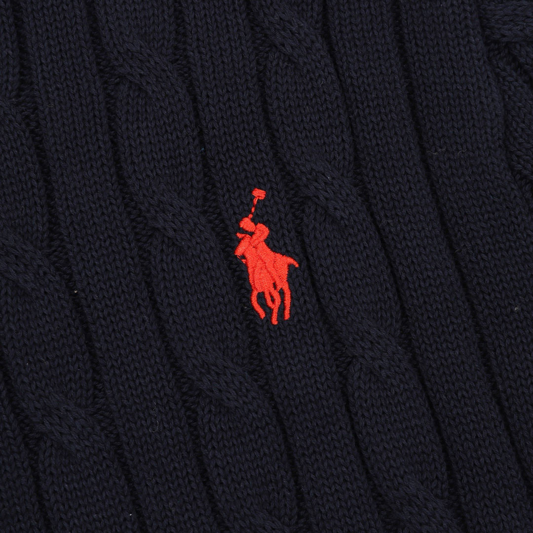 Cable-Knit Crewneck Sweater Navy