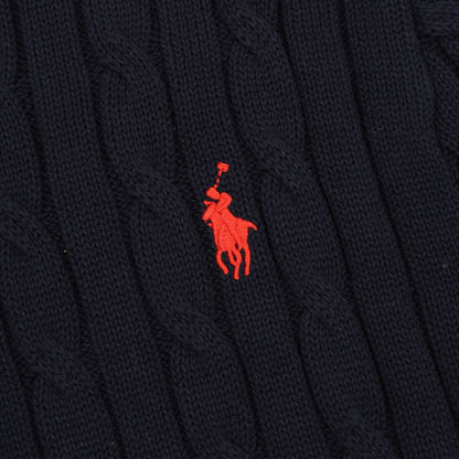 Cable-Knit Crewneck Sweater Navy