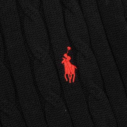 Cable-Knit Crewneck Sweater Black