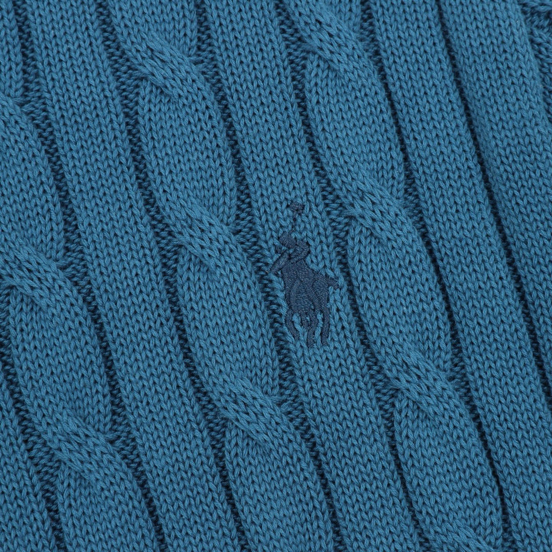 Cable-Knit Crewneck Sweater Teal