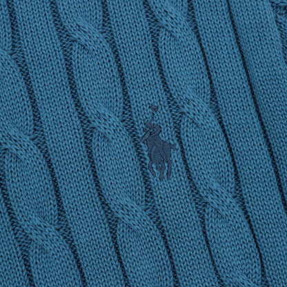 Cable-Knit Crewneck Sweater Teal