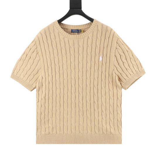 Cable-Knit Crewneck Sweater Camel