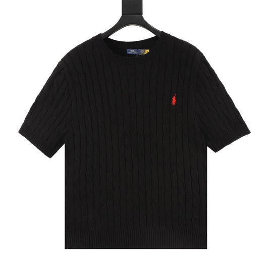 Cable-Knit Crewneck Sweater Black