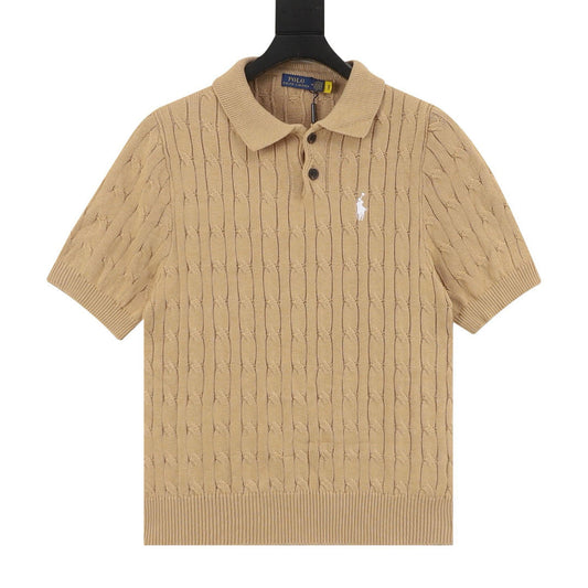 Spurs Knitted Polo Shirt Camel