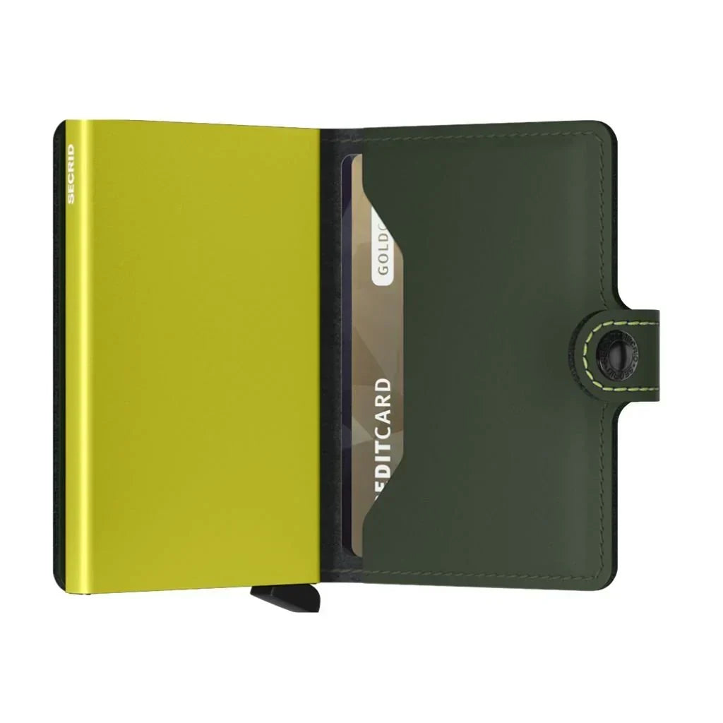 - RFID Protected Mini Wallet - Matte - Green & Lime