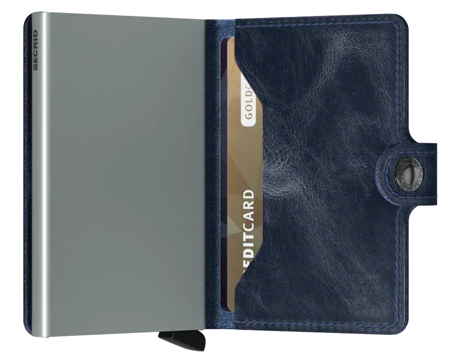- RFID Protected Mini Wallet - Vintage - Blue